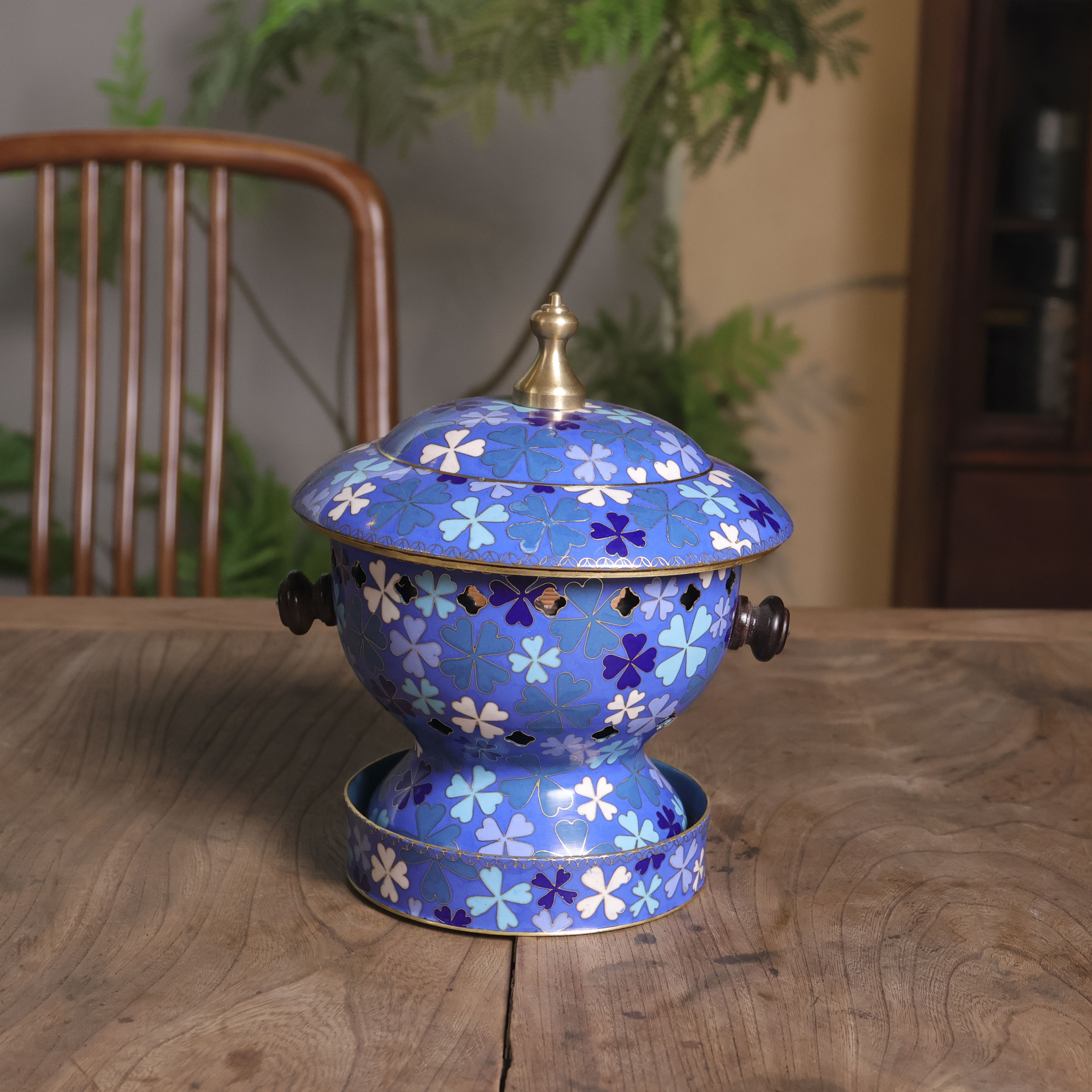 【铜景文创】伞盖四叶草-暖冬-单人-景泰蓝铜火锅（铜景0123）