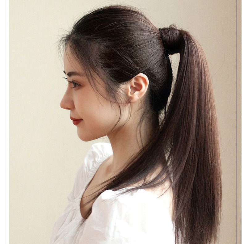 马尾假发女长发魔术贴古风马尾绑带式网红超轻抓夹直发高马尾辫子