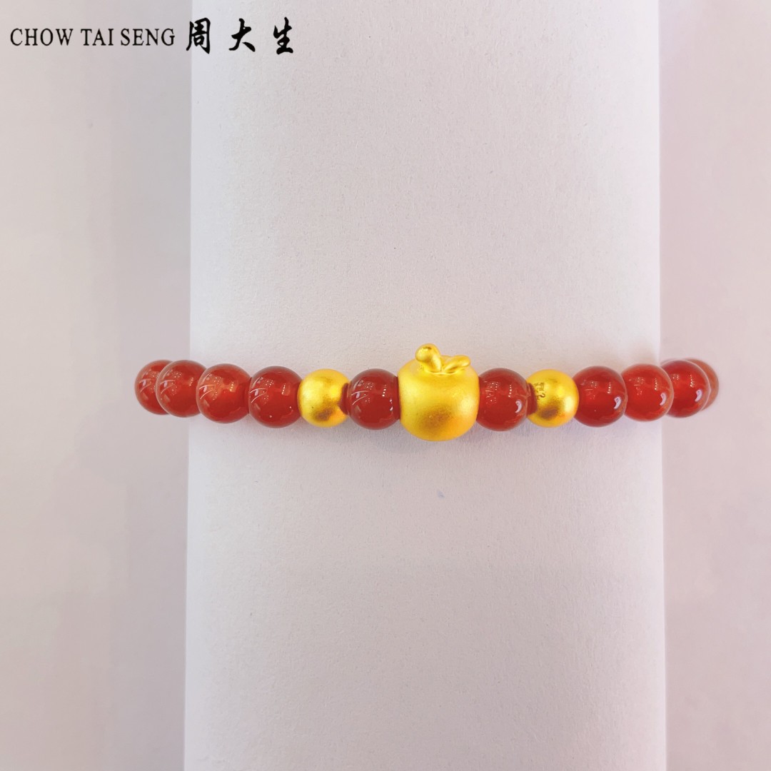 Chow Tai Seng/周大生足金新年好礼金手串金苹果时尚精美气质手串