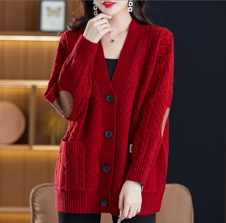 2025针织开衫女春秋加厚宽松胖MM248斤纯色休闲肥加大码毛衣外套