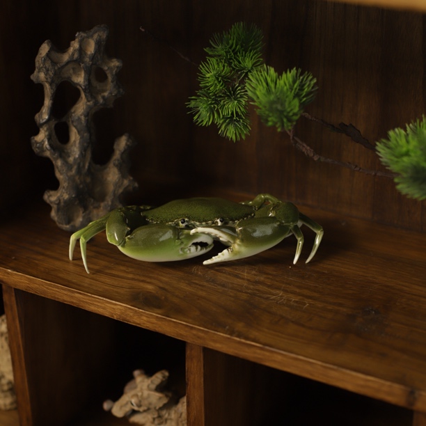 七彩石 景德镇陶瓷大青蟹仿生陶瓷茶宠鱼缸造景摆件高温颜色釉