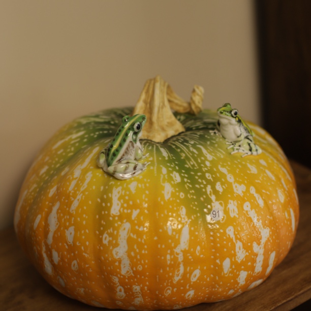 景德镇仿生陶瓷南瓜茶宠摆件纯手工手绘高温颜色釉摆设茶玩