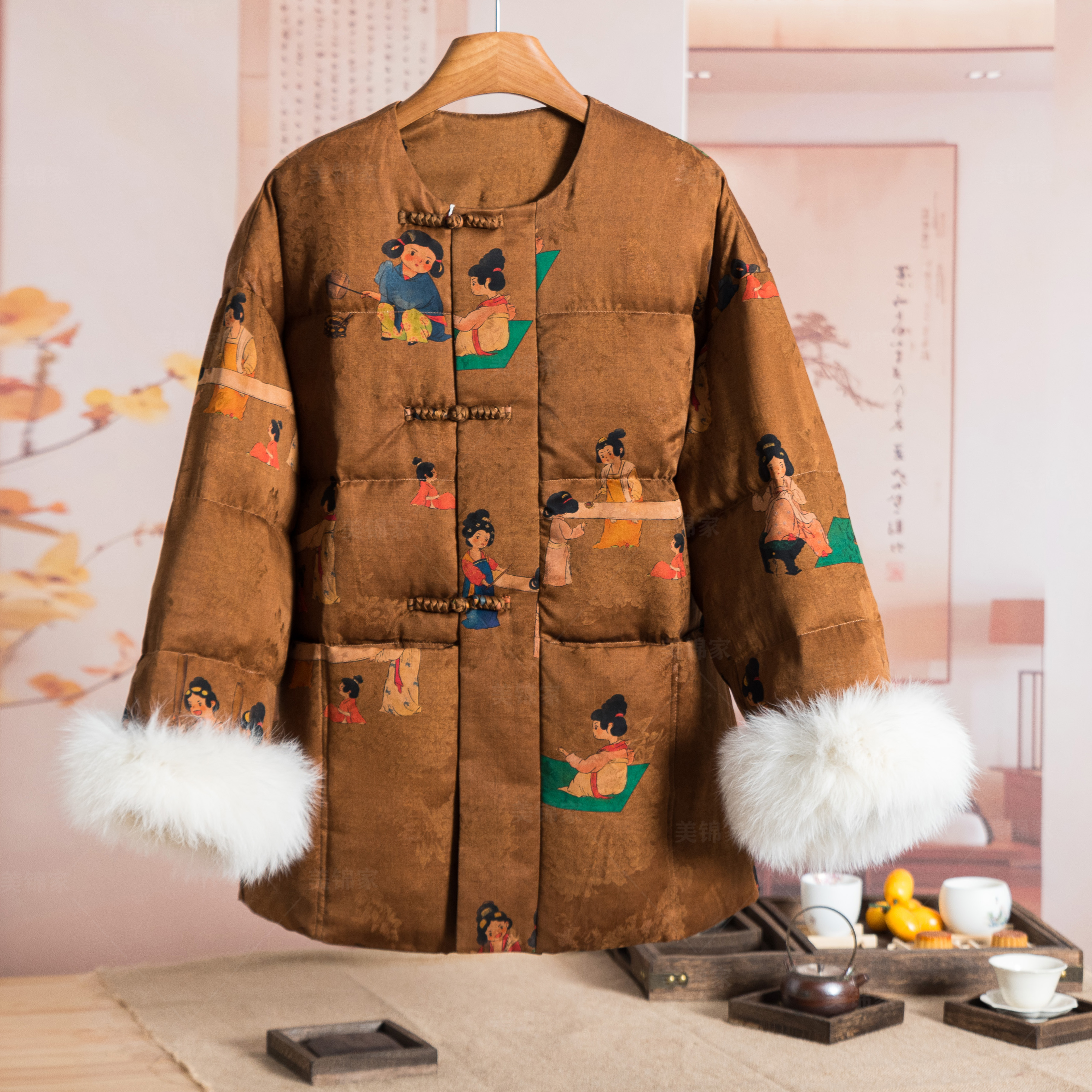 968号【美锦家】新中式国风女款冬季加绒加厚羽绒服242453