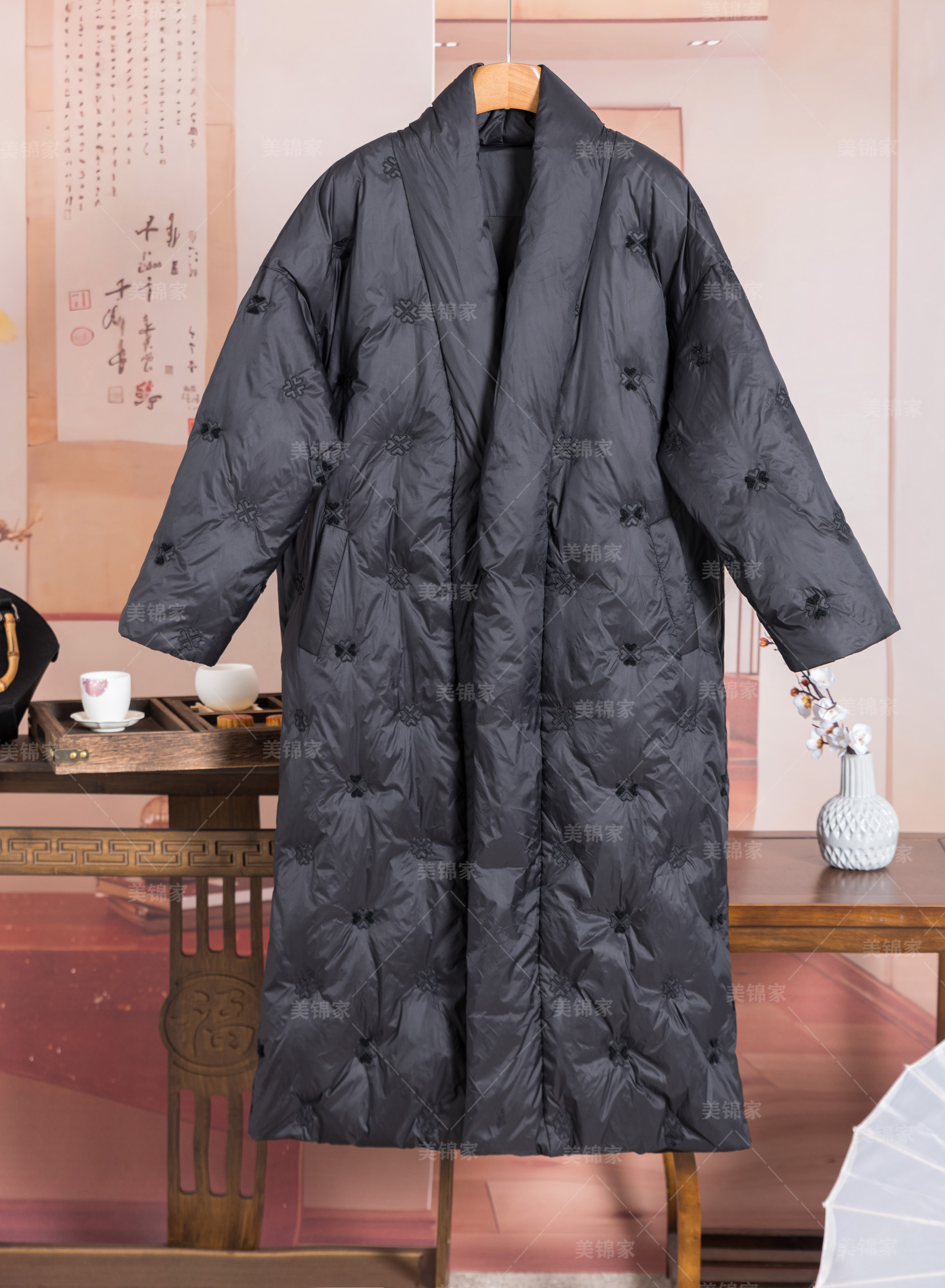 【美锦家】新中式国风女款冬季加绒加厚长款上衣221875（鸭）