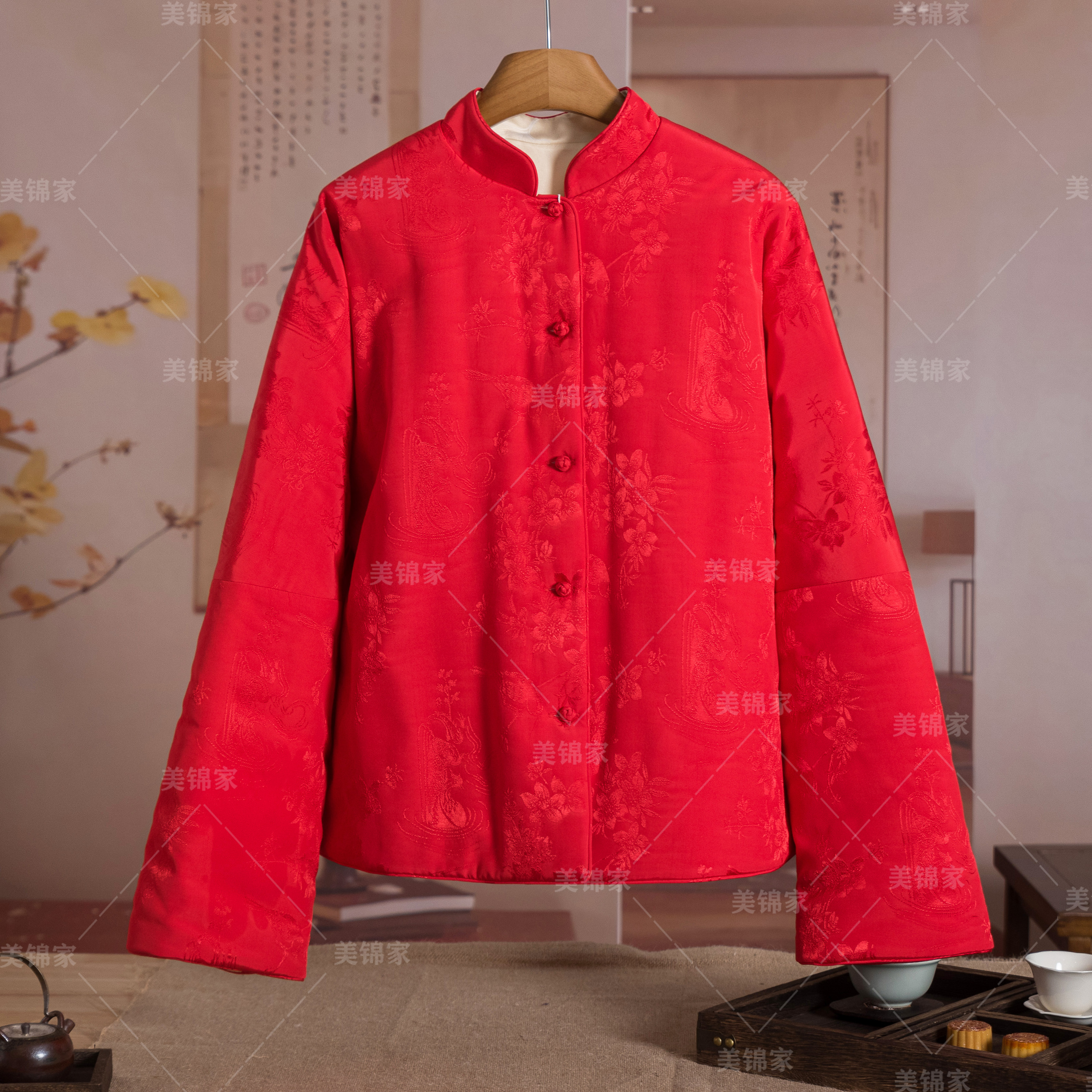 1065号【美锦家】新中式国风女款冬季立领中襟短厚款棉衣211199