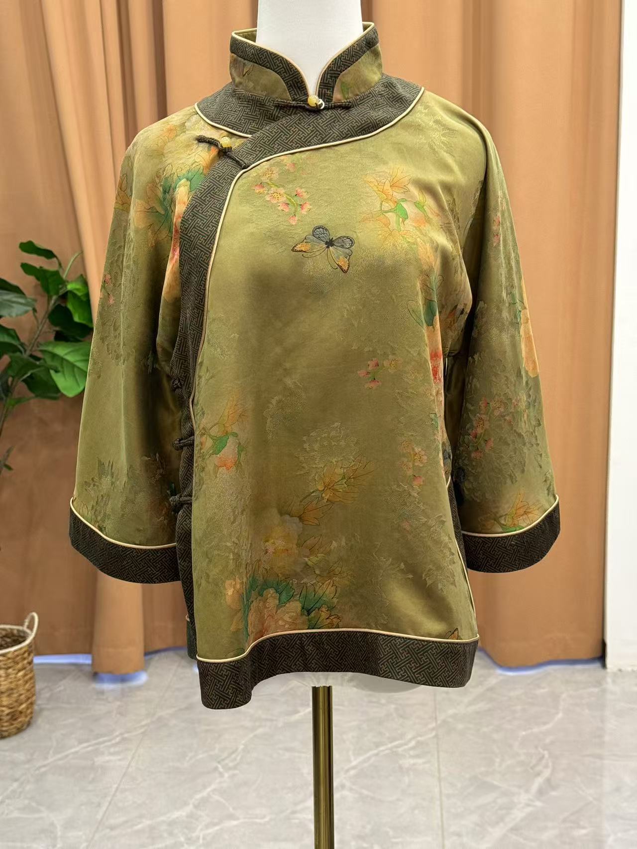 Y【美锦家】新中式国风女款立领斜襟二大衫230433