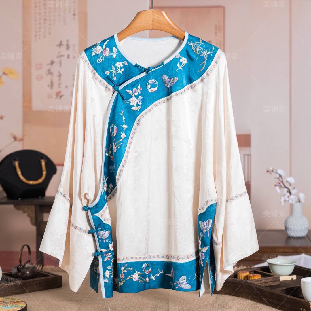 【美锦家】新中式国风女款春季提花刺绣圆领太太服上衣240557(T)