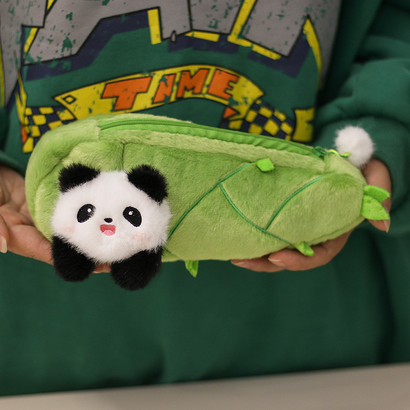 正版花花熊猫笋子笔袋毛绒玩具玩偶公仔竹笋成都基地同款送同学萌