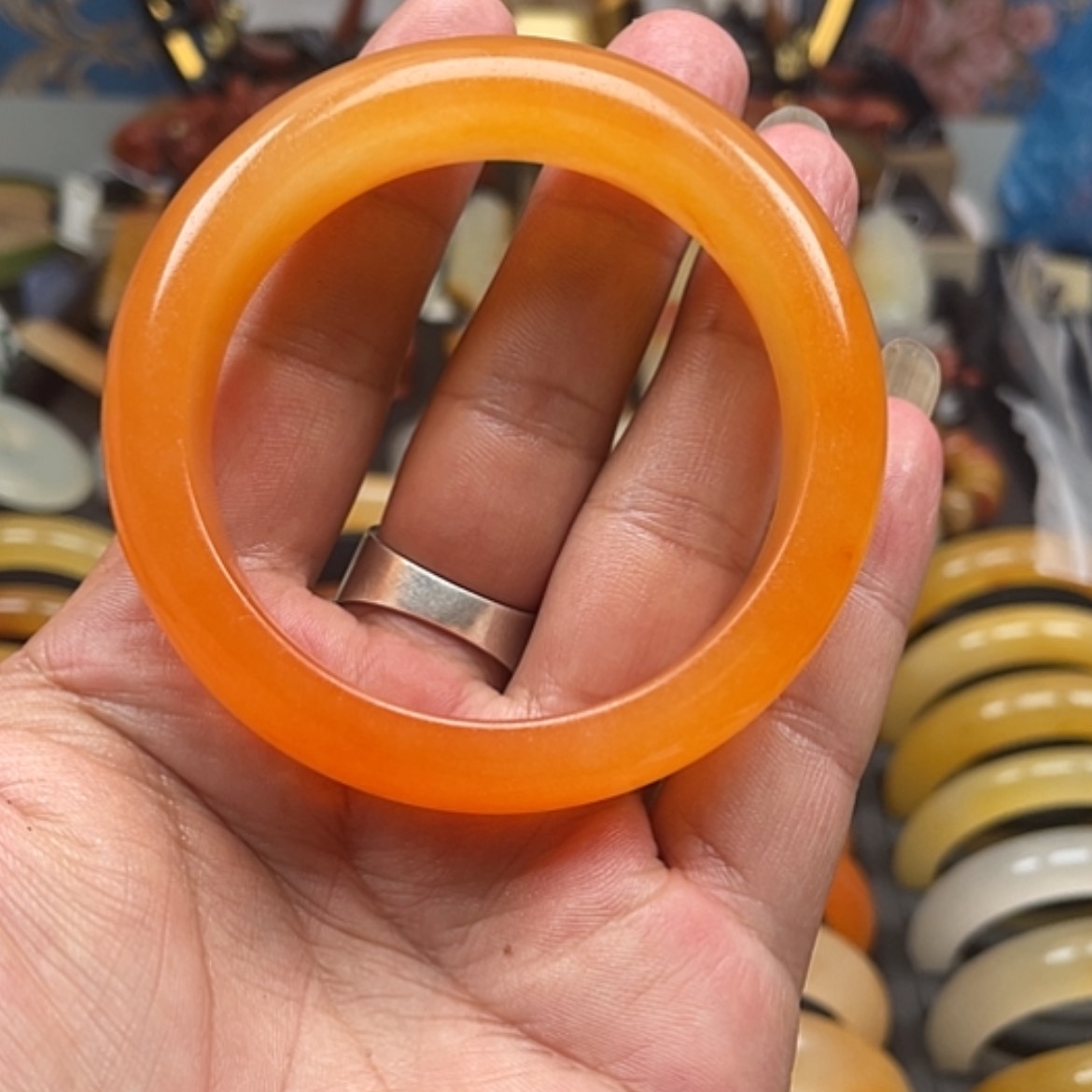 【闪购商品】石英质玉（黄龙玉）手镯未镶嵌用****果