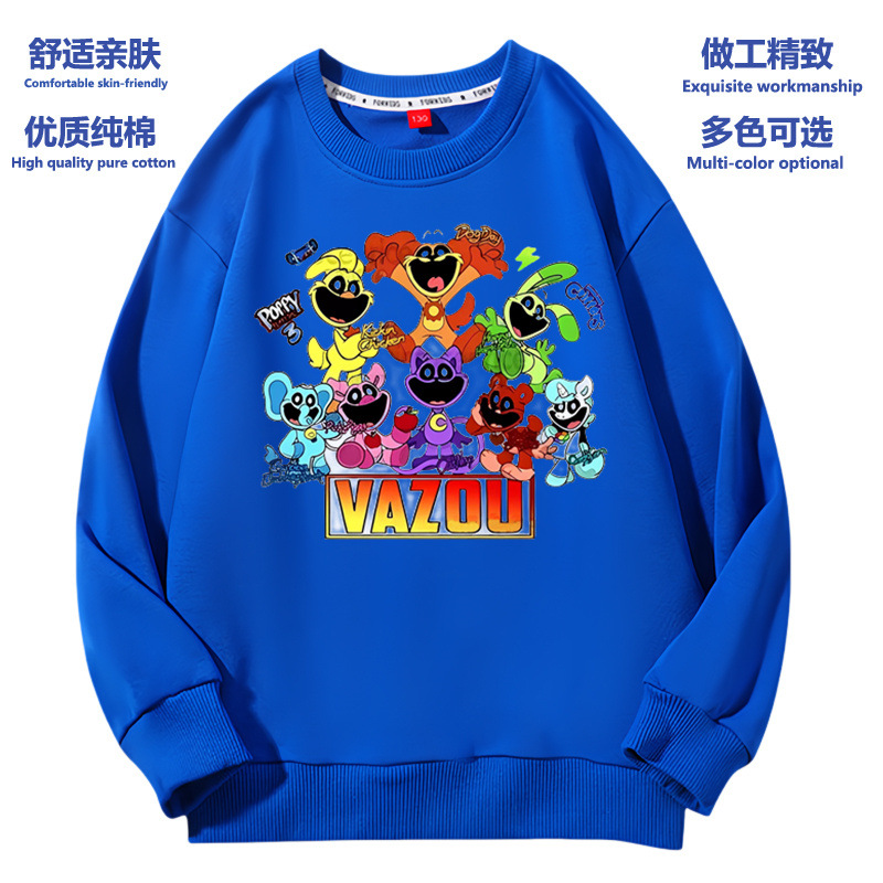 波比3微笑小动物t恤瞌睡猫衣服儿童纯棉透气百搭卫衣男女孩外套