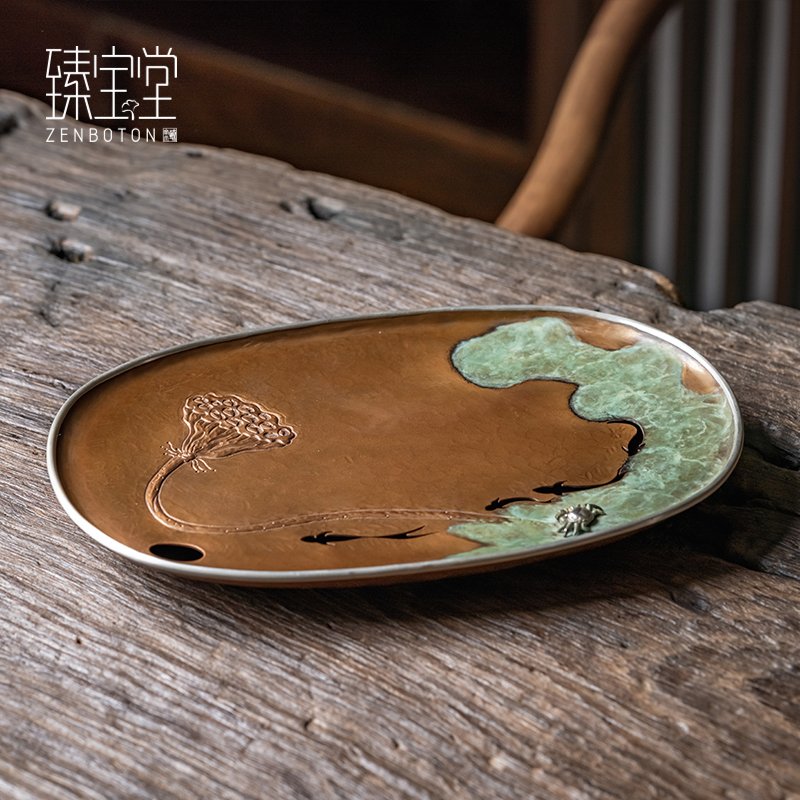 ZENBOTON/臻宝堂鱼戏荷塘茶台（包银边）-壶承