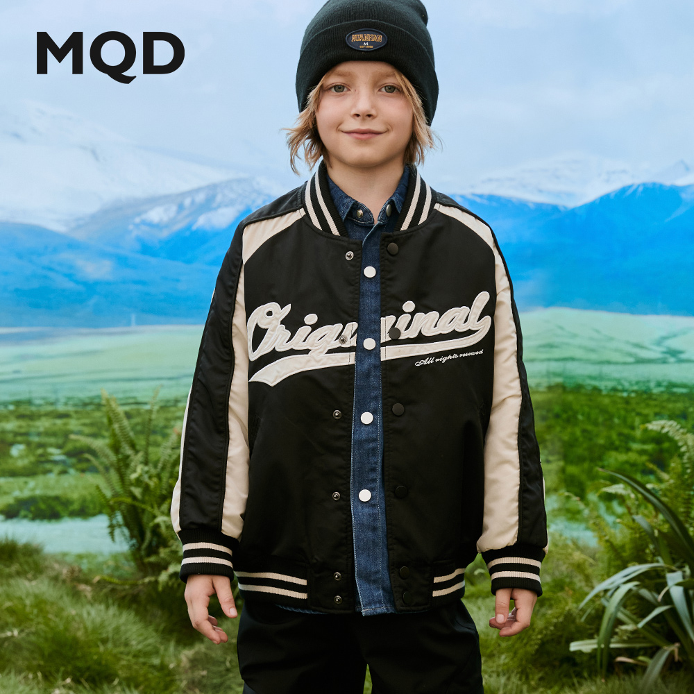 MQD中大童羽绒服秋季休闲时尚撞色宽松百搭运动羽绒冬儿童潮流