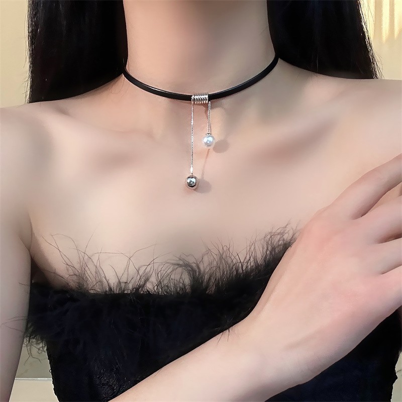 合金项链 choker小众辣妹ins清冷风流苏个性皮质项链冷淡风项圈女