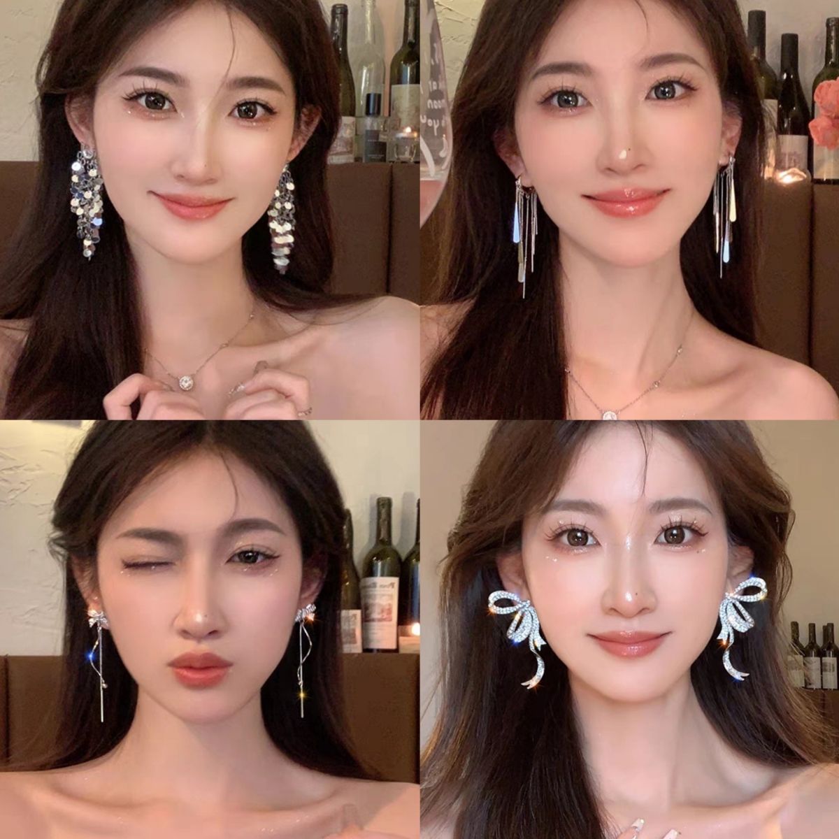 时尚设计高级感金属亮片流苏耳环ins小众轻奢时尚百搭耳饰女