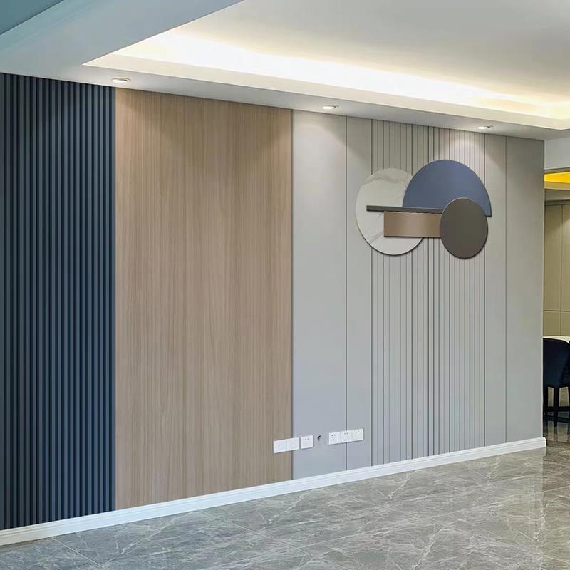 现代格栅竹木纤维电视背景墙板定制客厅立体影视集成墙扣板护墙板