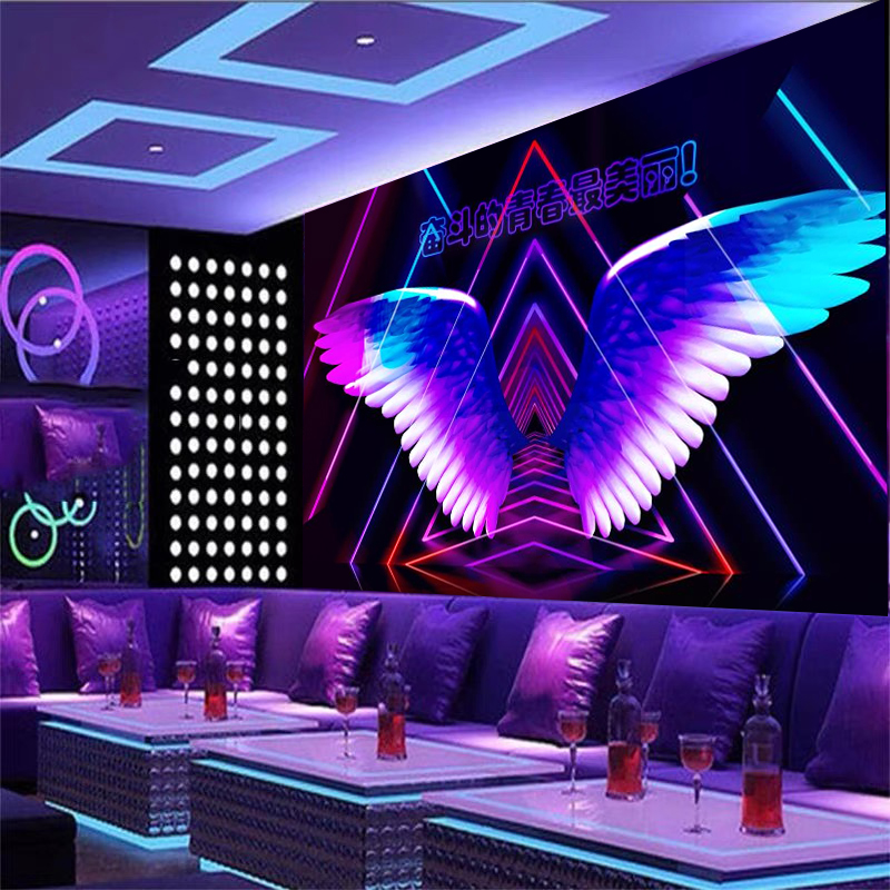 马赛克网红翅膀壁纸ins风天使之翼直播间酒吧KTV亮片打卡背景墙纸