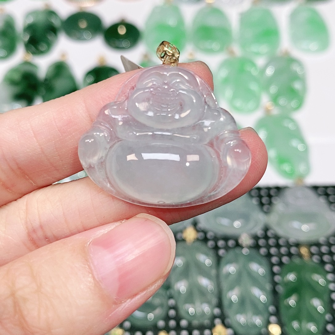 翡翠吊坠(不含链)18K金镶嵌