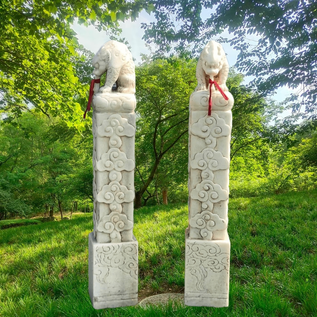 吸水兽栓马桩白石精工雕刻古韵风高度120底座20/20
