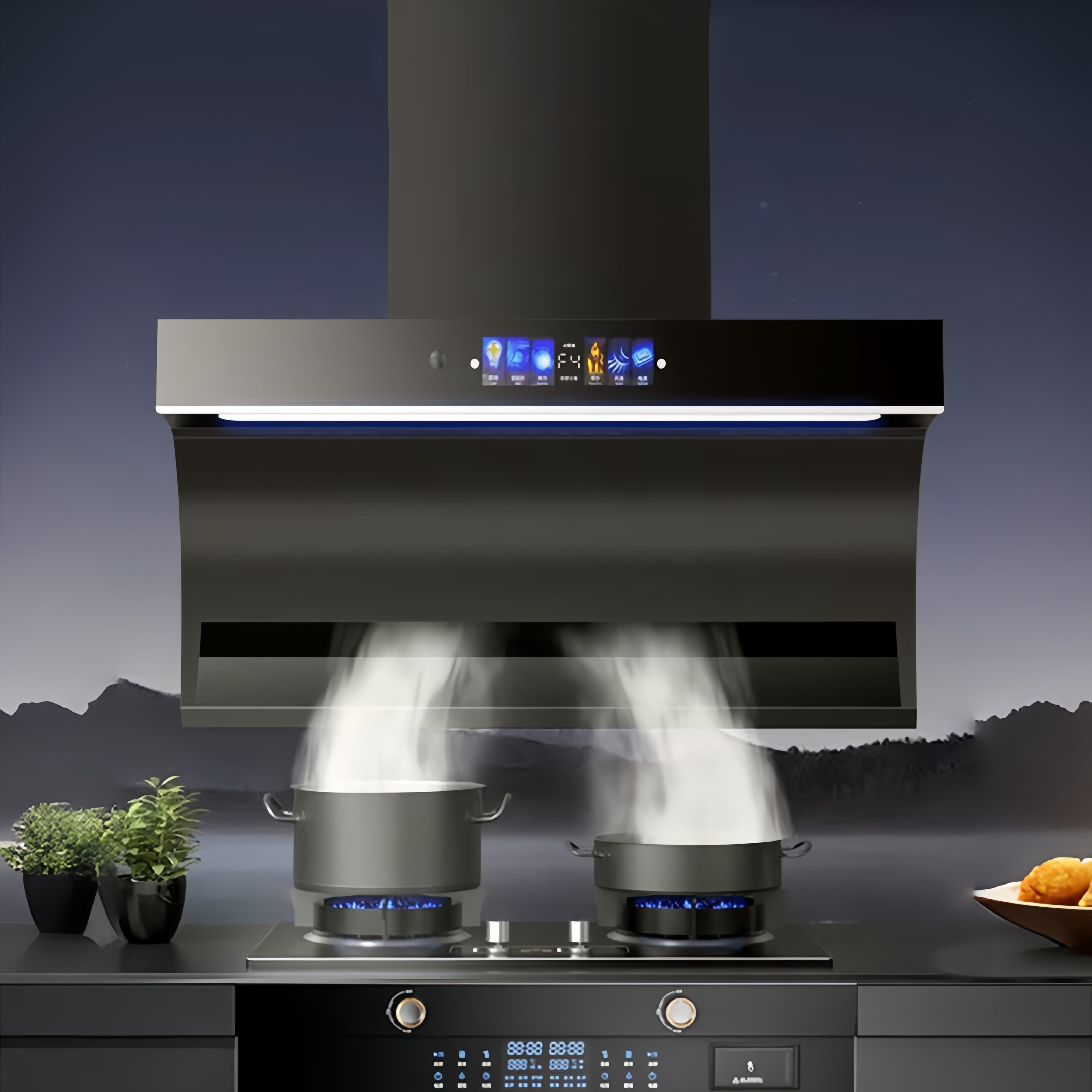 油烟机大吸力抽油烟机厨房7字型顶侧双吸体感吸烟机家用油烟机