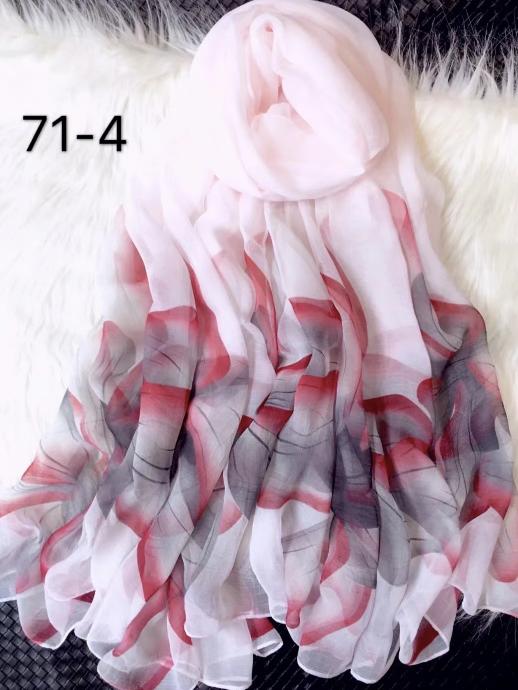 时尚百搭减龄款鳄鱼皱浅粉色荷花140*180围巾披肩两用夏季简约风