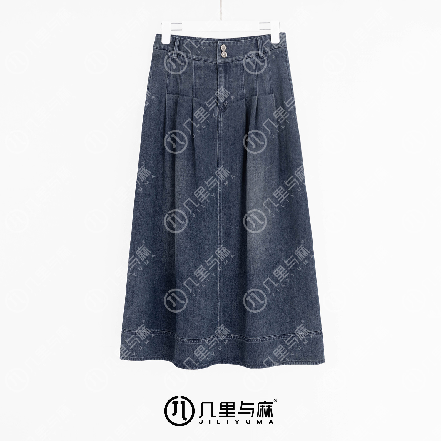 （几里与麻) 禹城阁-休闲复古气质长款牛仔半身裙 裙长85 1080999