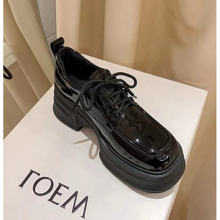 (工厂直销真皮明星同款6.5公分)2025新款厚底乐福鞋软底软面时尚