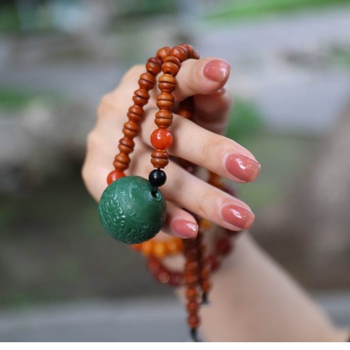 天然绿松石回纹珠大尺寸无优化