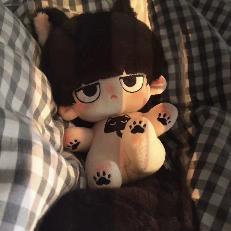 20cm灵能百分百影山茂夫棉花娃娃mob~猫猫毛绒公仔二次元卡通玩偶