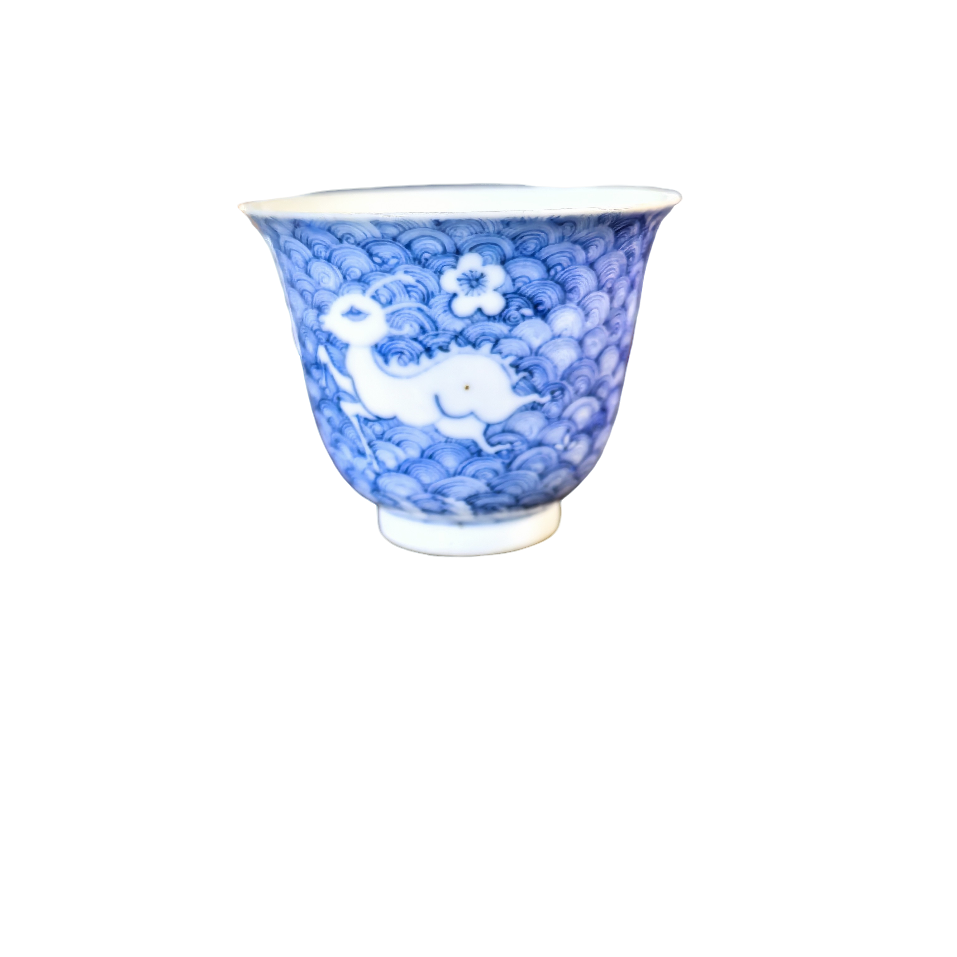 艺术品茶杯康熙青花留白杯