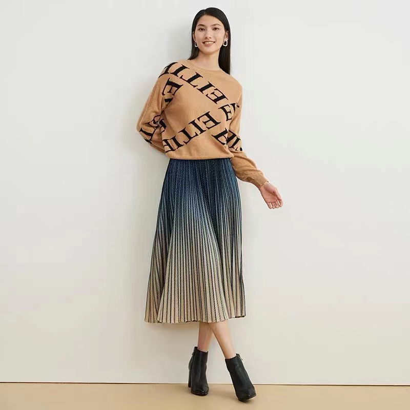 EITIE/爱特爱冬季新款高腰显瘦气质渐变小众设计半身裙6806507