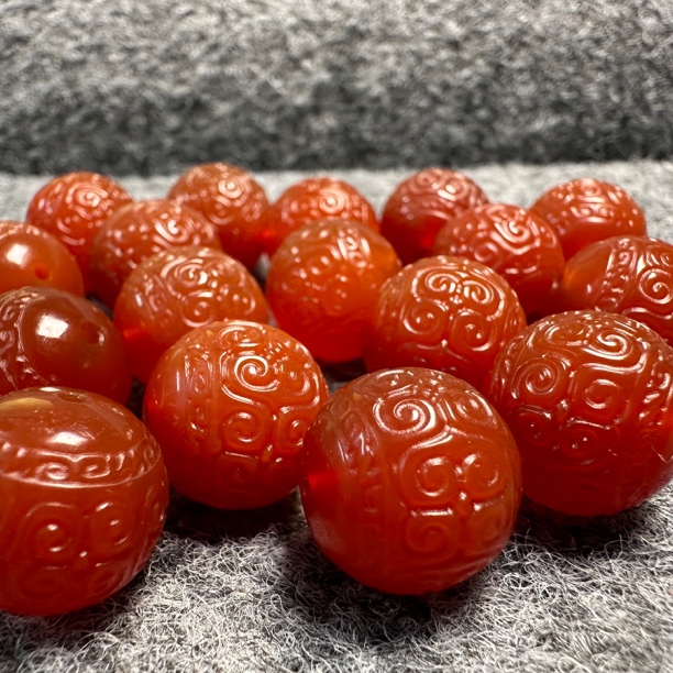编号185柿子红回纹圆珠 尺寸14-15mm 随机发货 多样性发货发其一