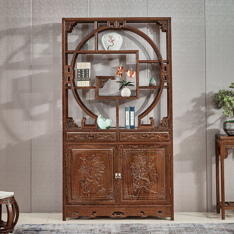 五福博古柜鸡翅木大圆博古柜书房博古架中式客厅玄关柜红木家具