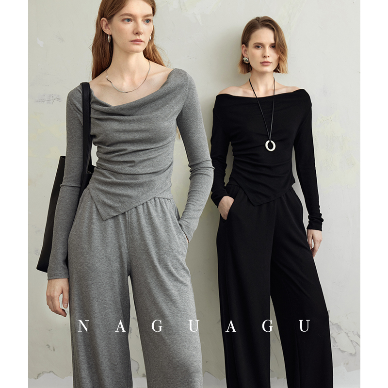 【智恩系列】亮片细闪舒适弹力料长袖T恤/松紧腰休闲裤