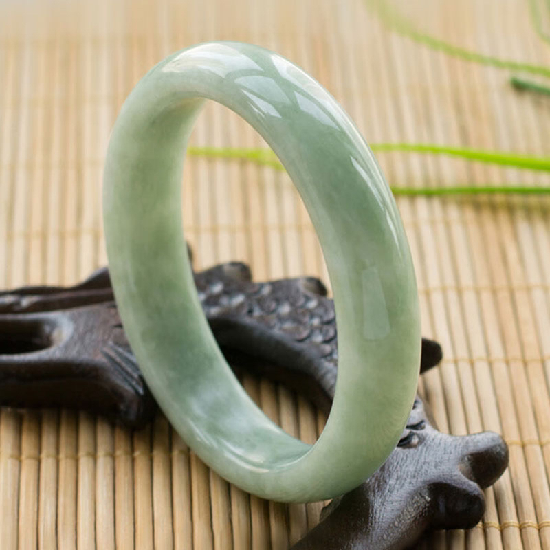 天然翠玉贵州翠浅绿玉镯子绿色飘花女士手镯翡翠色中老年手镯时尚