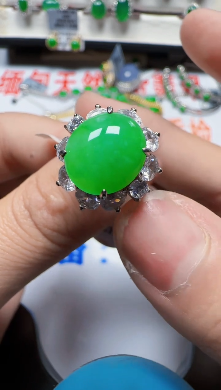 【闪购商品】翡翠戒指银S925镶嵌5045