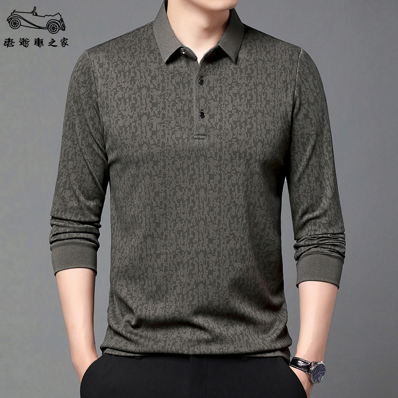 老爷车之家秋季男士爸爸装长袖T恤商务休闲透气翻领polo衫上衣