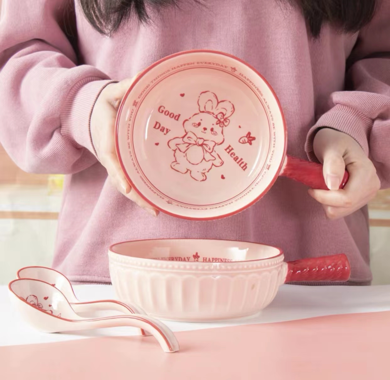 360 好运兔手柄面碗 单只装 