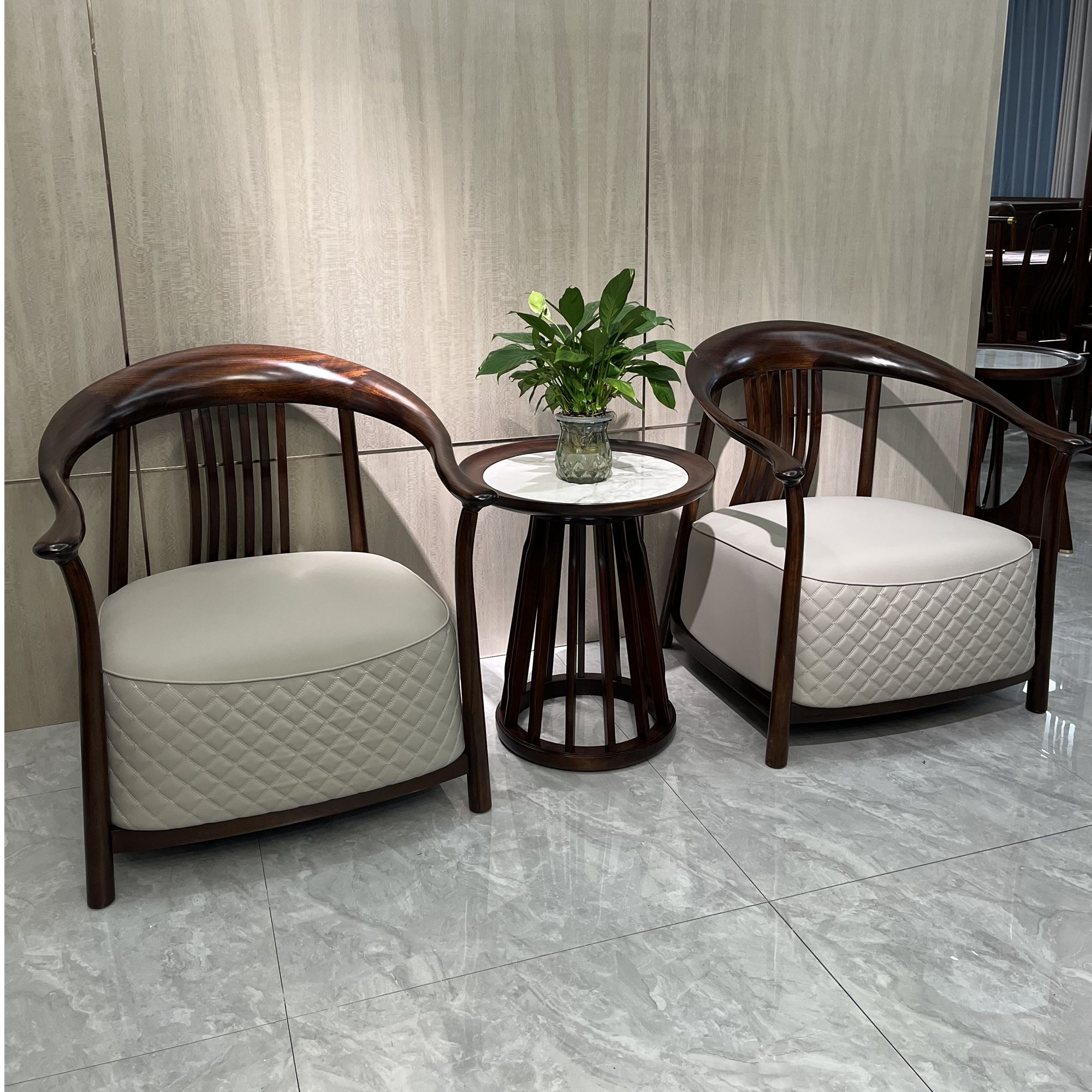 特价款乌金木休闲椅 休闲椅三件套新中式美式美式