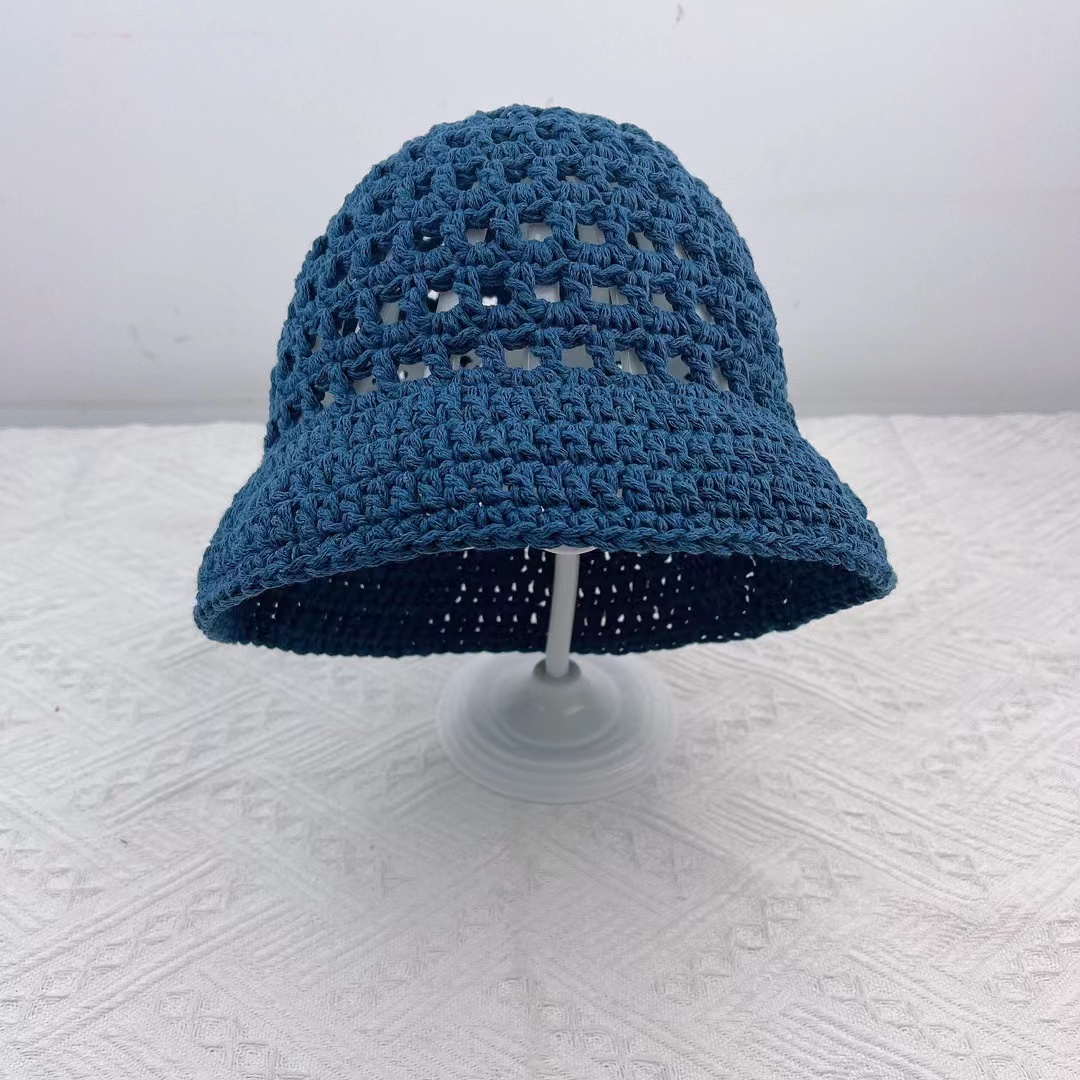 镂空毛线渔夫帽编织帽子材料包透气含钩针套装教程空心棉线手工