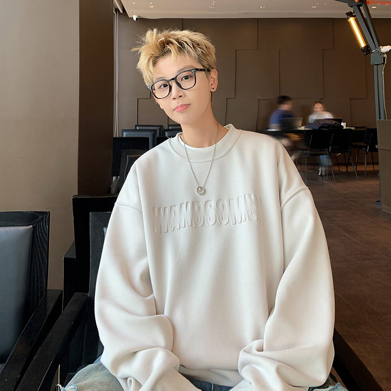 @MXD 秋季450g重磅美式立体字母钢印圆领卫衣男休闲宽松慵懒外套