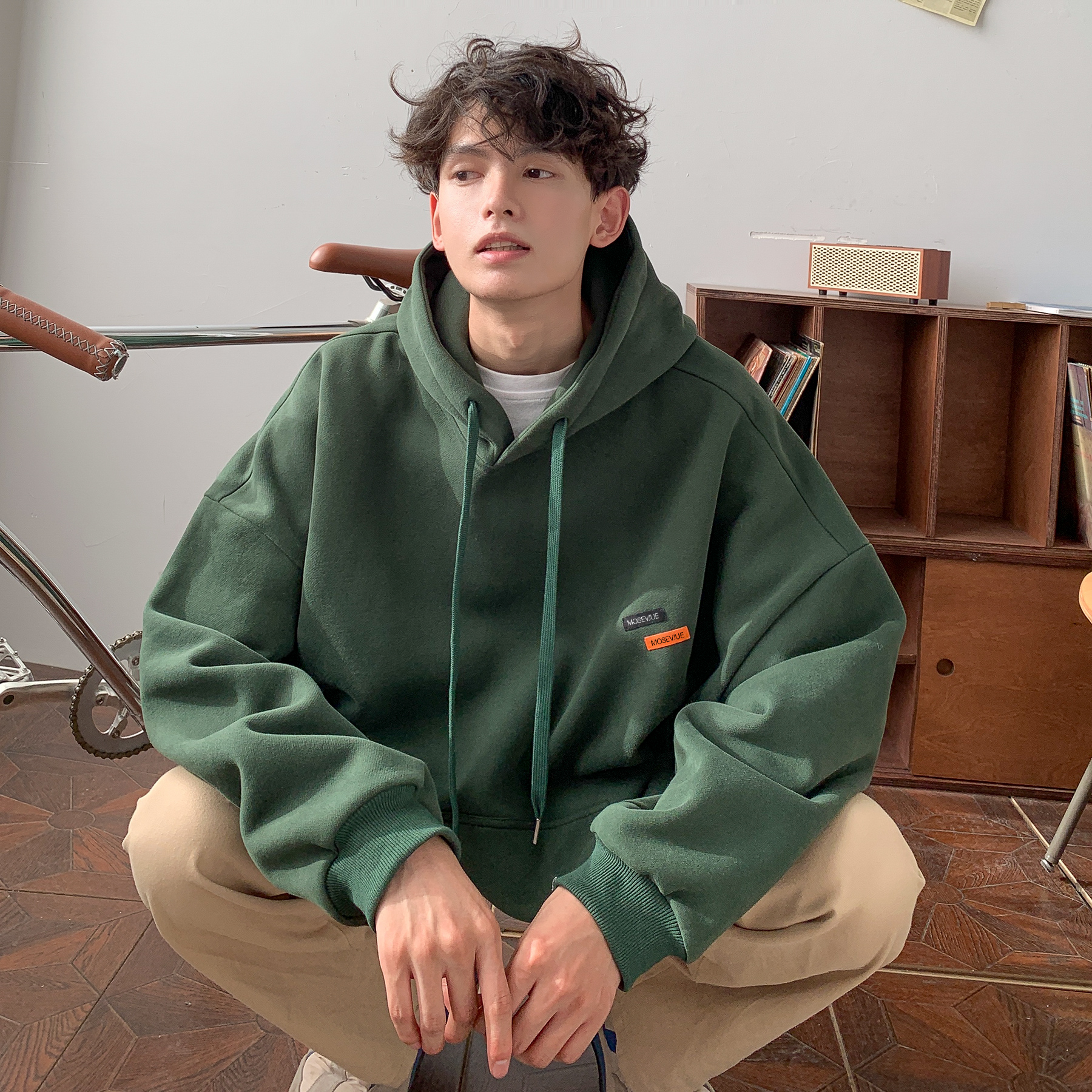 @MXD 500g重磅美式小标潮牌连帽卫衣男oversize宽松大码百搭外套