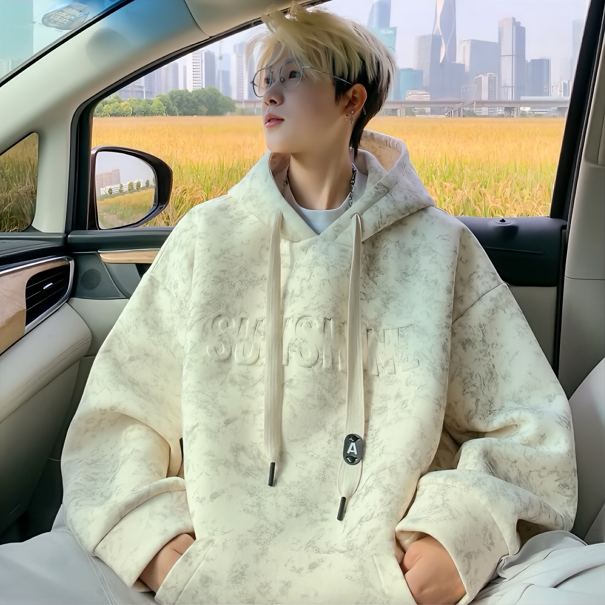 @MXD 2025新款500g重磅美式脏脏染字母钢印连帽卫衣男女潮牌外套