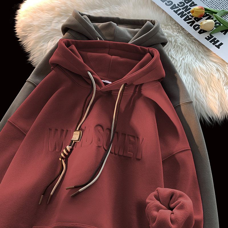 @MXD 重磅500克3d立体字母钢印加绒加厚连帽卫衣美式高街上衣外套