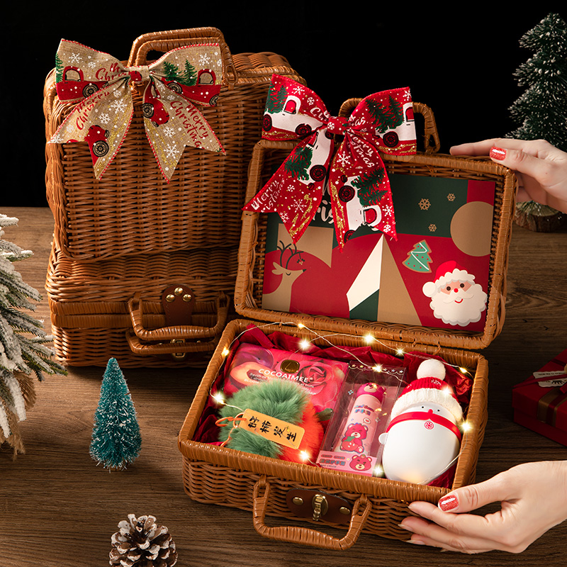 圣诞节苹果藤编篮子礼盒送女朋友闺蜜老师实用高级感小众仪式礼品