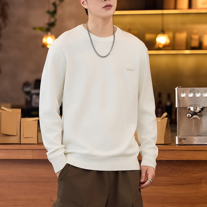 2024新款秋冬款圆领上衣软糯线衣针织打底衫nis高街否帅百搭纯色