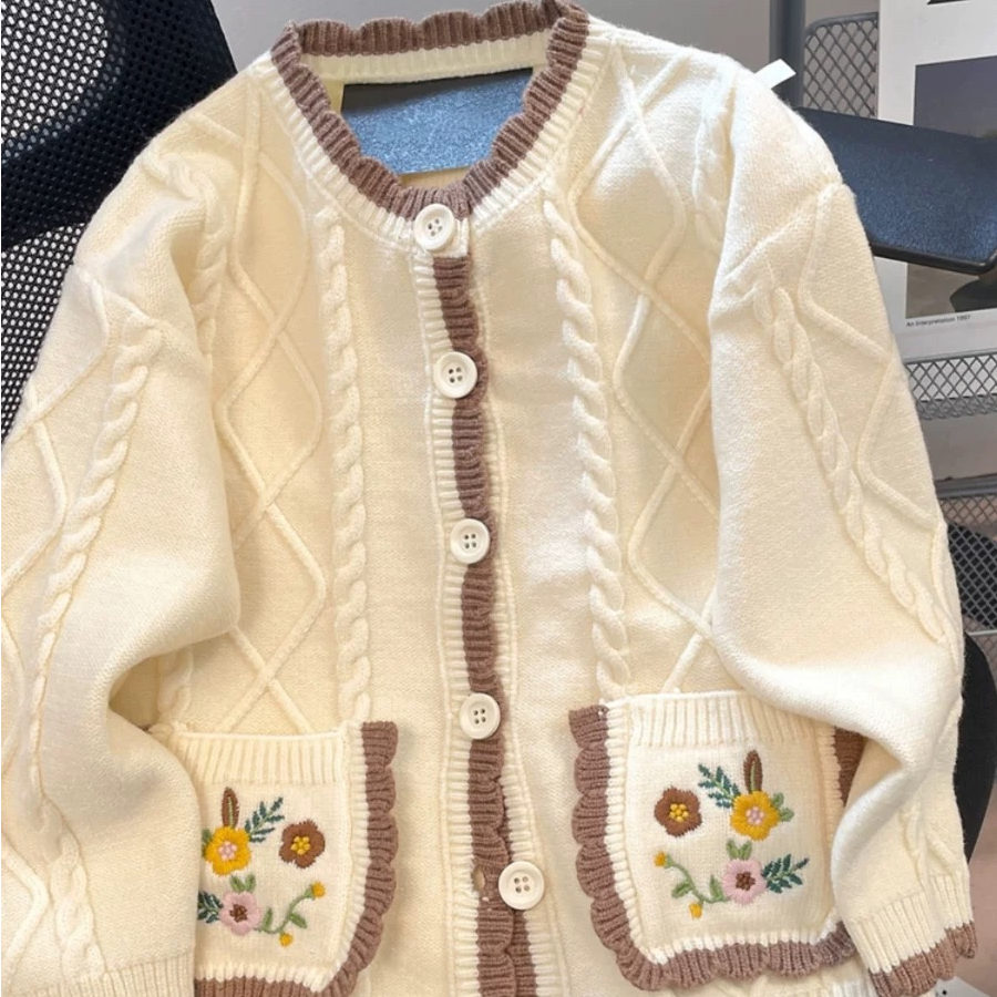 1021-1030开衫套头毛衣小香风春秋洋气百搭宽松加厚圆领秋冬时尚