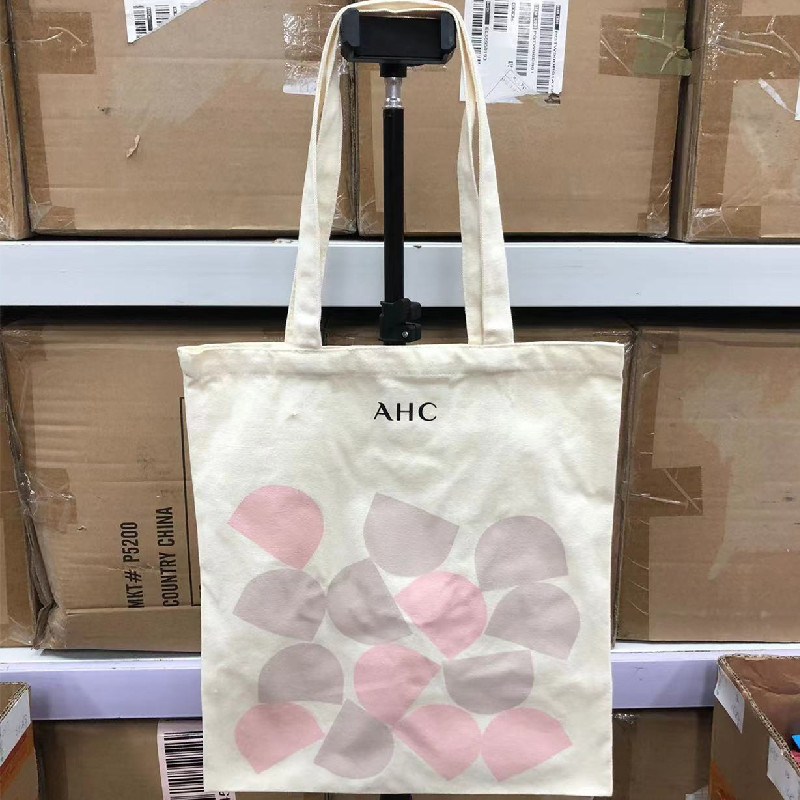 ly343 AH家 米色帆布单肩包 环保购物袋 便携简约收纳包 女士包