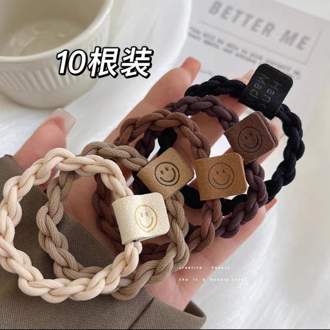 可爱笑脸时尚毛绒丸子头发圈头饰简约皮筋女扎头高弹力耐用头绳
