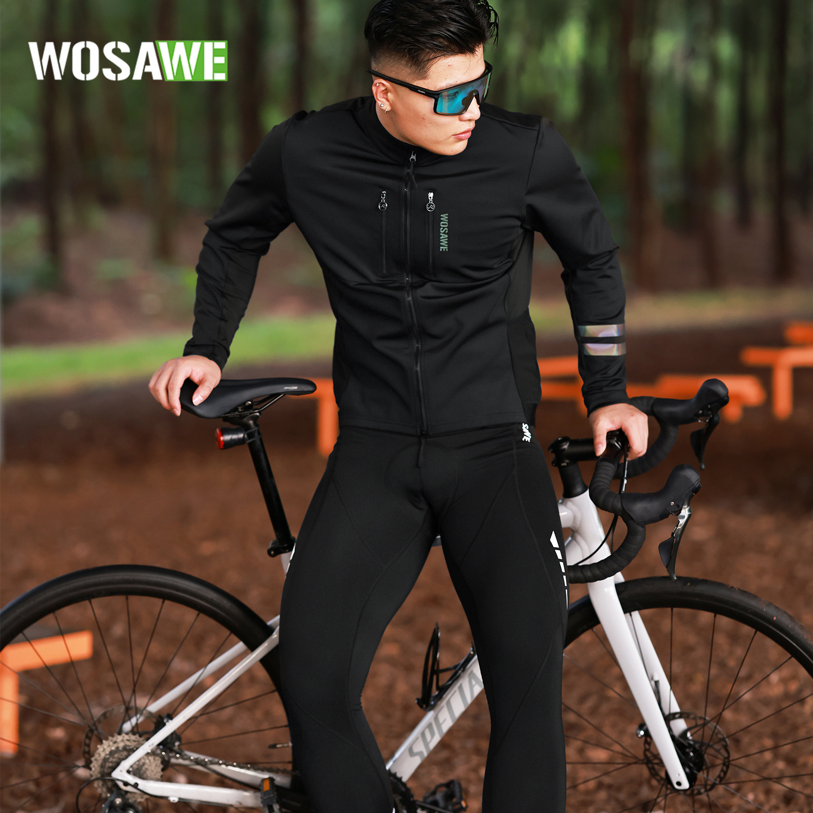 抓绒保暖骑行服秋冬季长裤套装抓绒保暖防寒公路自行车男款夹