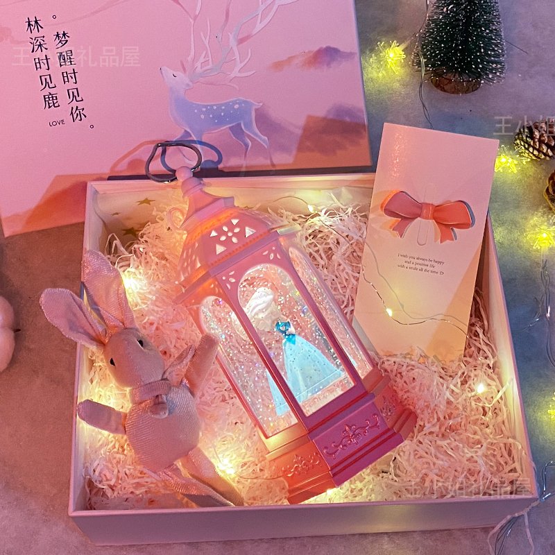 旋转飘雪公主圣诞音乐盒生日礼物送小朋友六一儿童豪华礼品八音盒